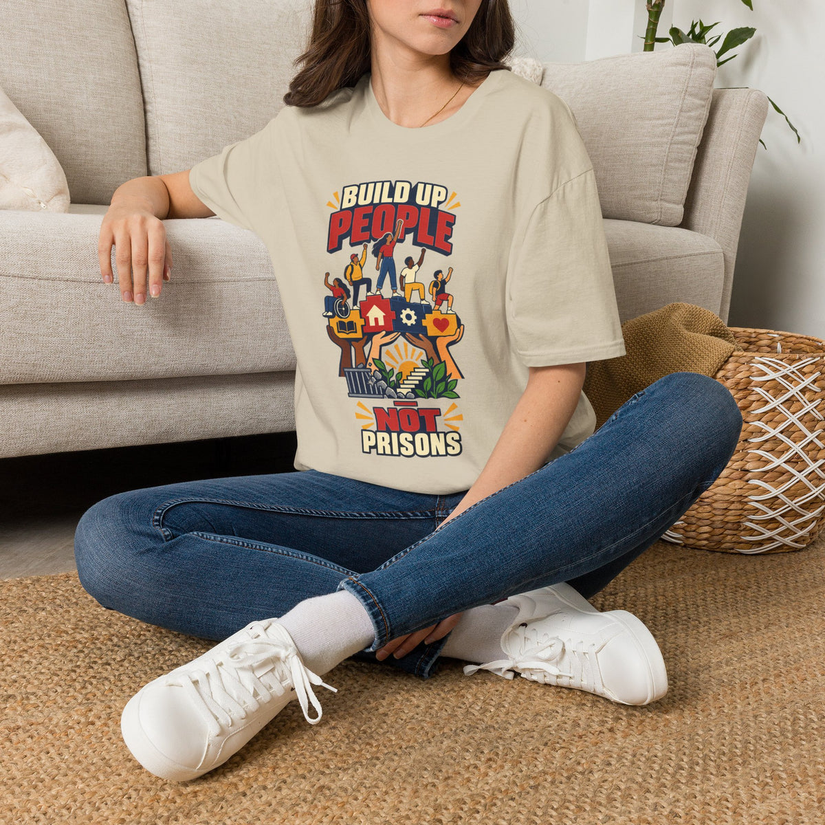 "Build Up People Not Prisons" Social Justice Graphic Tee