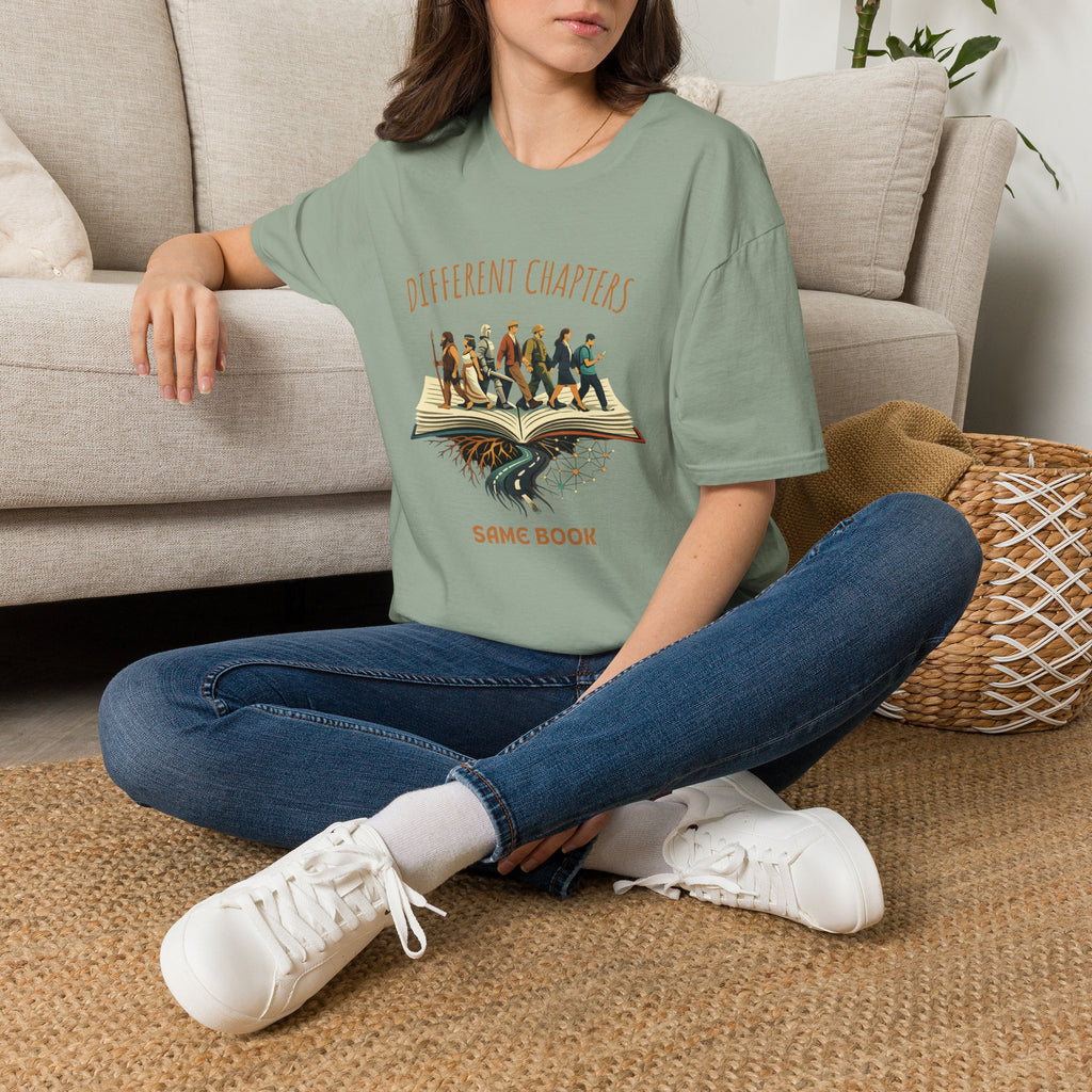 Different Chapters Same Book T-Shirt — Inspirational Reading & Life Journey Tee