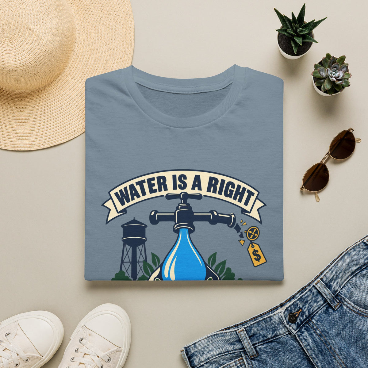 Water Is a Right T-Shirt — "Water Is a Right, Not a Revenue Stream" Environmental Tee
