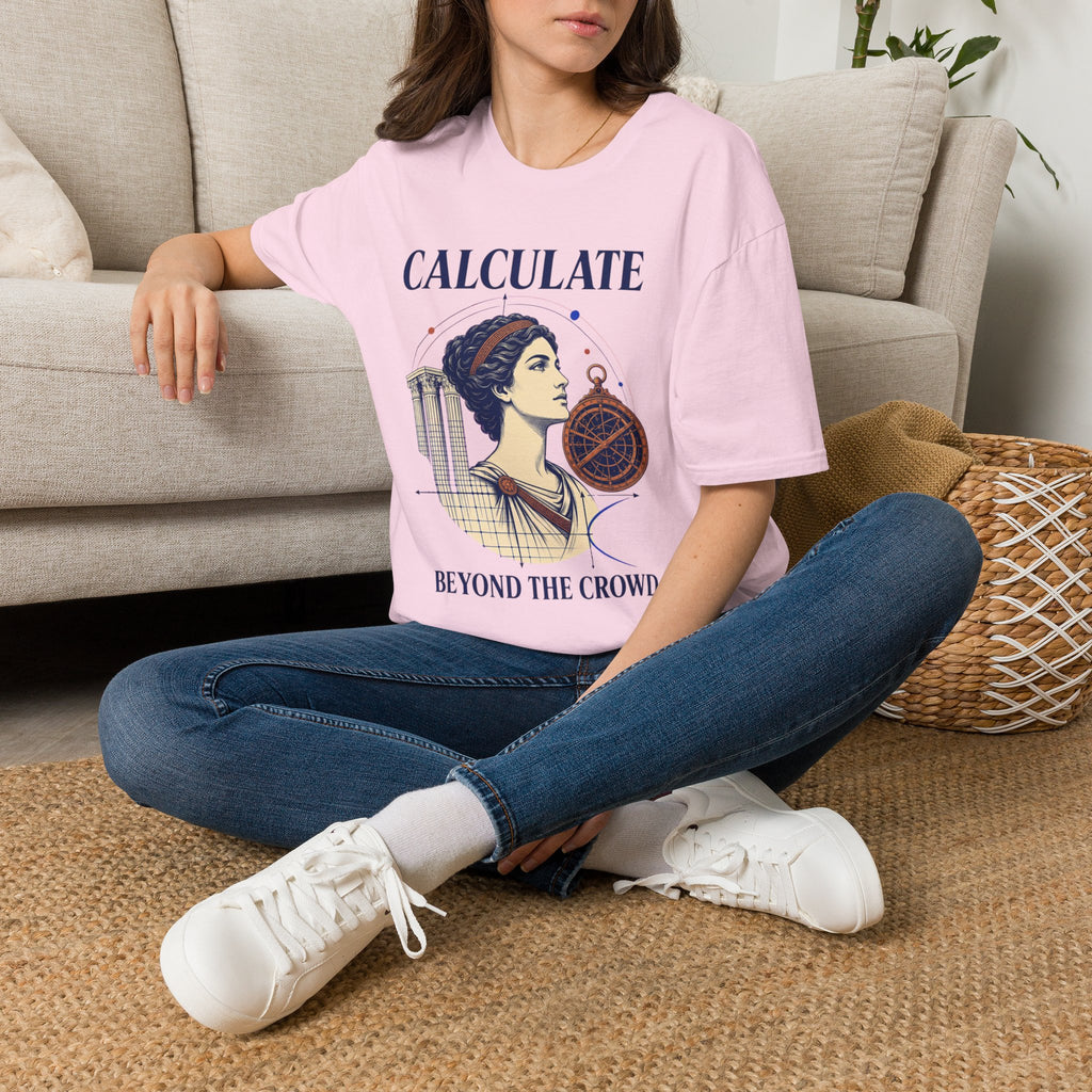 Calculate T-Shirt — Vintage Athena Compass Graphic Tee ("Calculate" & "Beyond the Crowd")