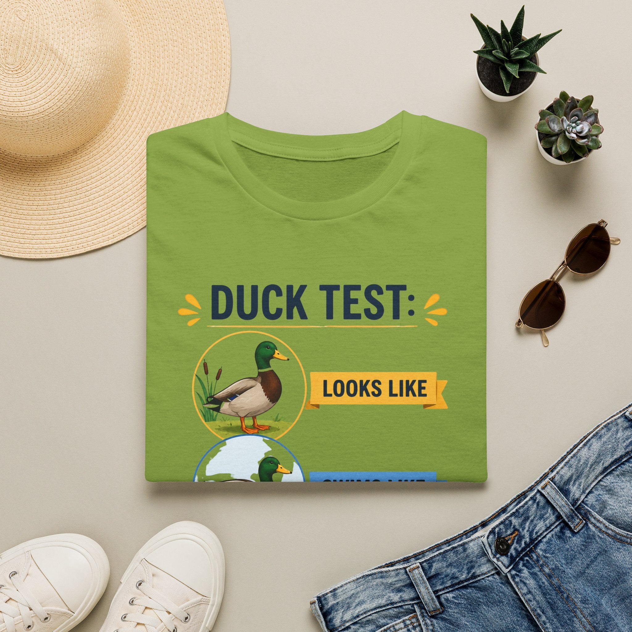 Duck Test T-Shirt — Funny “Looks Like, Swims Like, Quacks Like” Graphic Tee for Duck Lovers